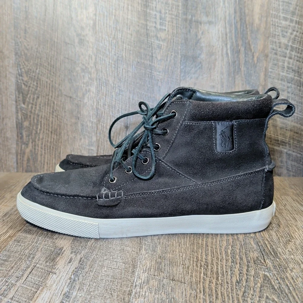 Ralph Lauren Polo Tavis Boots Black Leather Suede Sneakers Men's Size 11.5 D